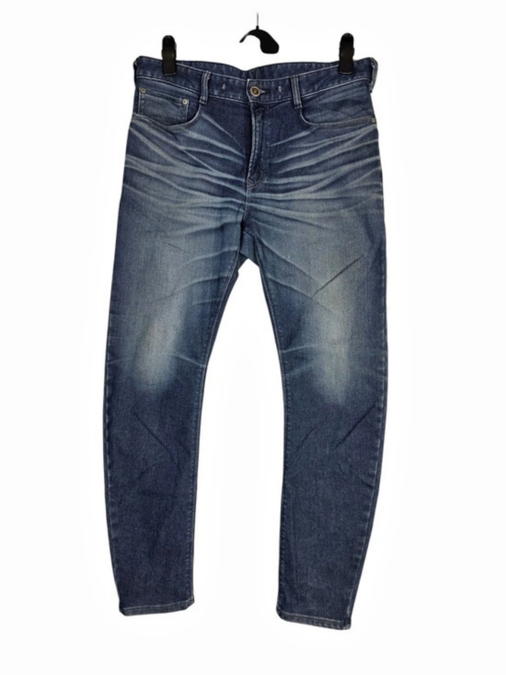 EDWIN ERF32 Slim Jeans Blue Size Large Midwashed Indigo With Fading